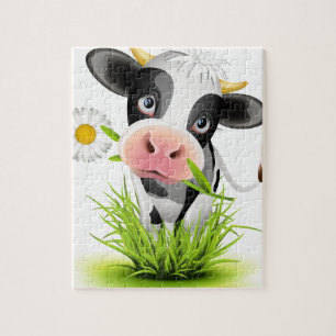 Holsteinko i gräs pussel