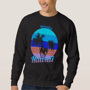 Holualoa Hawaii Retro Tropical Handflatan Träd Vac Lång Ärmad Tröja