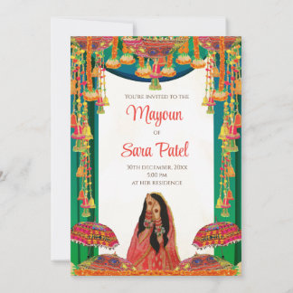 Holud inbjudan som Mayoun inbjudningar & Pithi inb