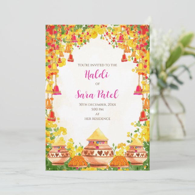 Holud-inbjudningar som Haldi-inbjudningar & Haldi- Inbjudningar (Stående Fram)