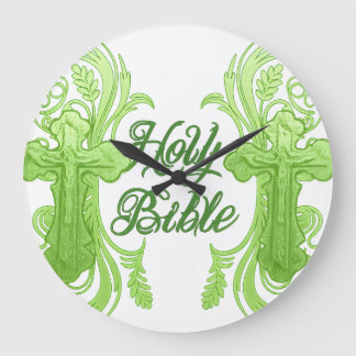 Holy Bible Wall Clock – Christian Green Stor Klocka