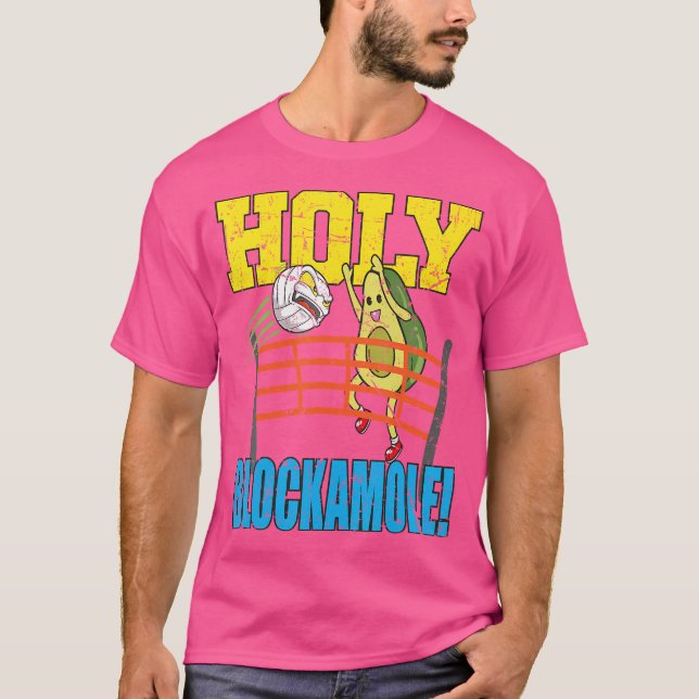 Holy Blockamole Funny Cute Volleyball Block Avocad T Shirt (Framsida)
