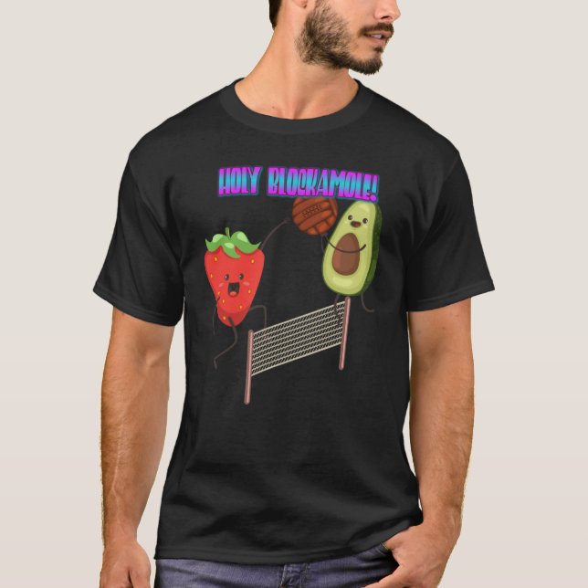 Holy Blockamole Volleyball  Humor Fun T Shirt (Framsida)
