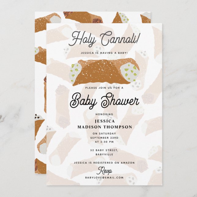 Holy Cannoli Funny Italian Baby Shower Inbjudningar (Fram/baksida)
