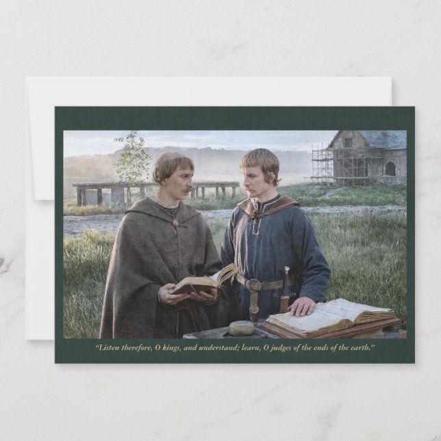 Holy Card | Saint Alcuin with Charlemagne Inbjudningar (Framsida)