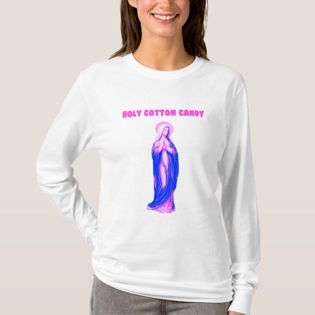 Holy Cotton Candy Vierge Marie Rose et Bleue T Shirt (Framsida)