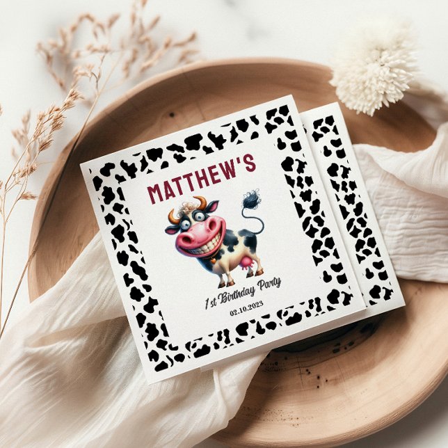 Holy Cow! 1st Birthday | Animal First Birthday  Pappersservett (Holy Cow! 1st Birthday | Animal First Birthday Napkins
)