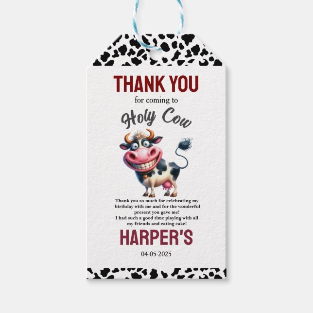 Holy Cow! 1st Birthday | Farm Animal Party Presentetikett (Framsidan)