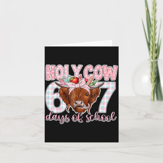 Holy Cow 67 Days Of School Teacher Six Seven Meme  Kort (Framsida)