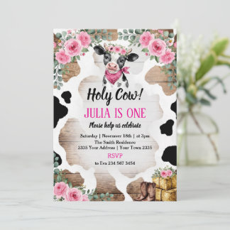 Holy Cow Birthday Invitation | Cow Party Inbjudningar