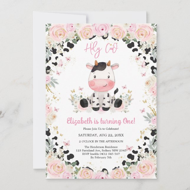 Holy Cow Birthday Invitation Inbjudningar (Framsida)