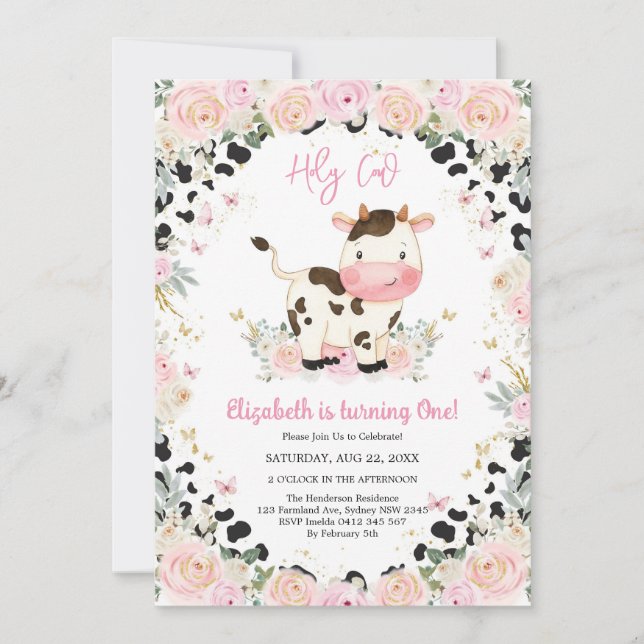 Holy Cow Birthday Invitation Inbjudningar (Framsida)