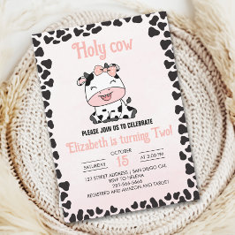 Holy Cow, Cute cow birthday girl Inbjudningar