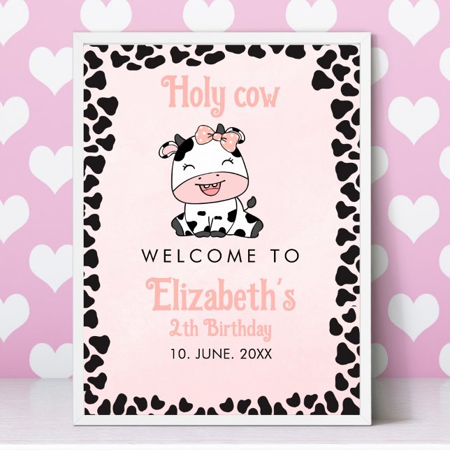 Holy Cow, Cute cow birthday girl Poster (Skapare uppladdad)