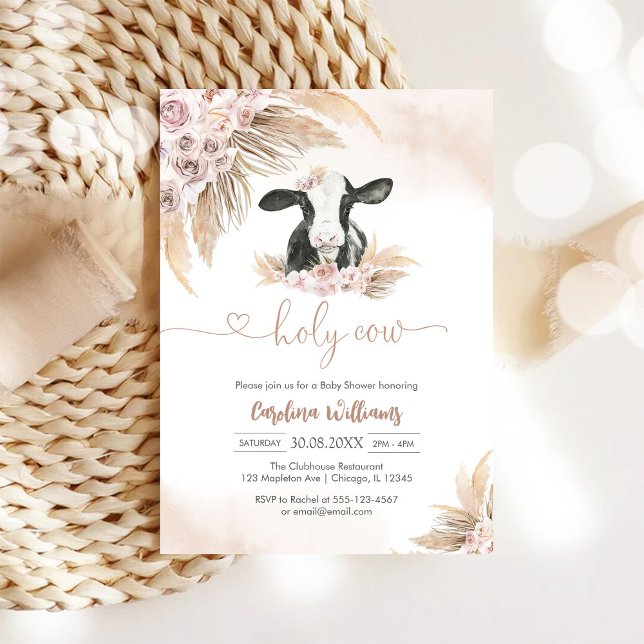 Holy Cow Floral Baby Shower Invitation Inbjudningar (Skapare uppladdad)