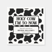 Holy Cow Funny Black White 50th Birthday