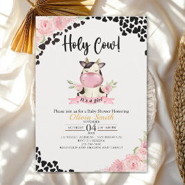 Holy Cow It's a Girl Cute Cow Baby shower Inbjudningar