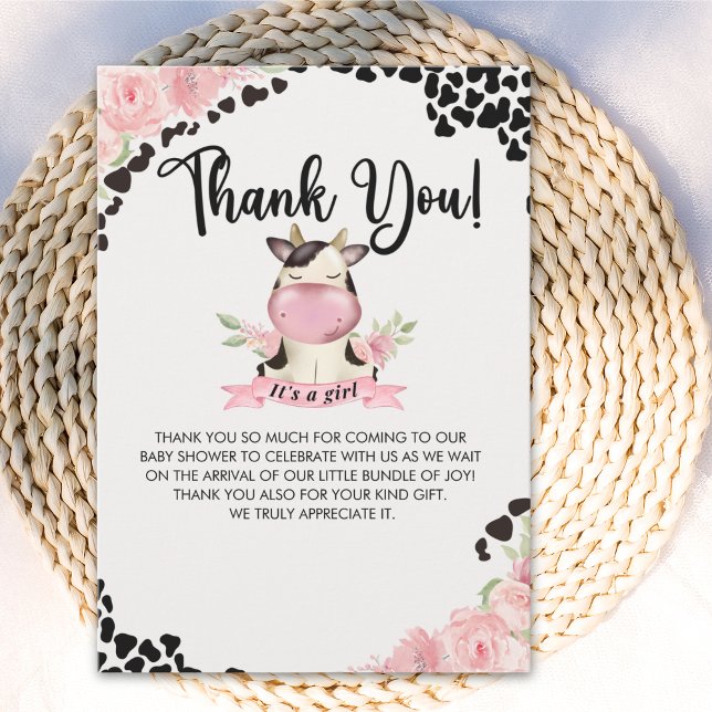 Holy Cow It's a Girl Cute Cow Baby shower Tack Kort (Skapare uppladdad)