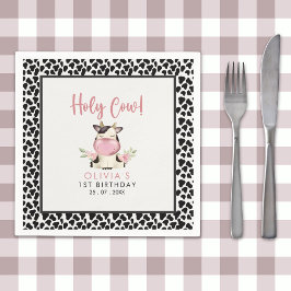 Holy Cow It's a Girl Cute Cow Birthday Pappersservett
