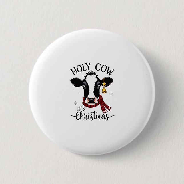 Holy Cow It's Christmas Funny Cow Lover Farm Anima Knapp (Framsida)