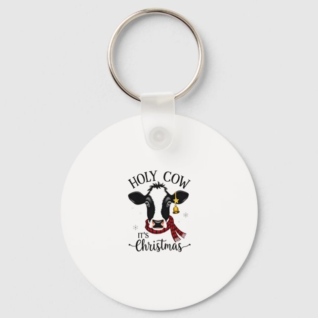 Holy Cow It's Christmas Funny Cow Lover Farm Anima Nyckelring (Framsida)
