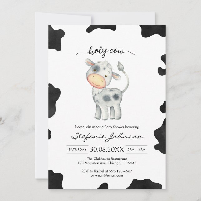 Holy Cow Pink Floral Cowgirl Baby Shower Inbjudningar (Framsida)