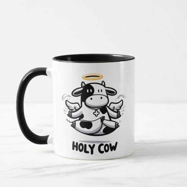 Holy Cow Yoga Mug – Levitating Moo in Zen Pose Mugg (Vänster)