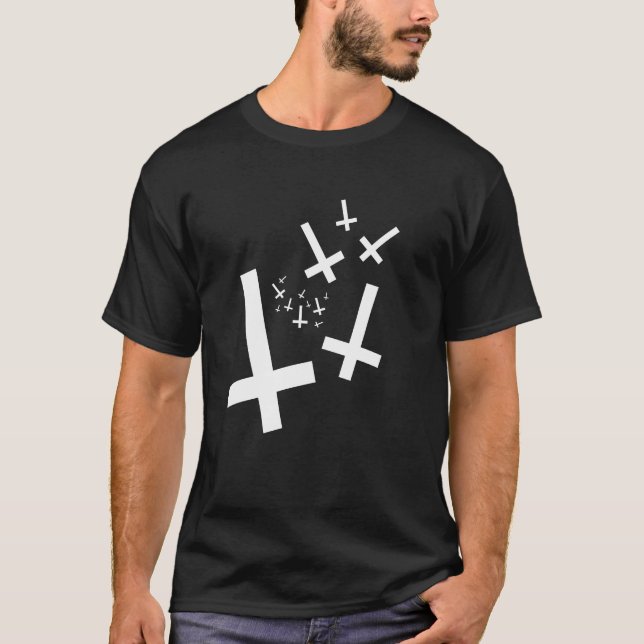 Holy Crosses 666 Hail Satan T Shirt (Framsida)