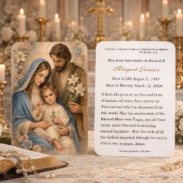Holy Family Catholic Funeral Memorial Holy Card - Visitkort