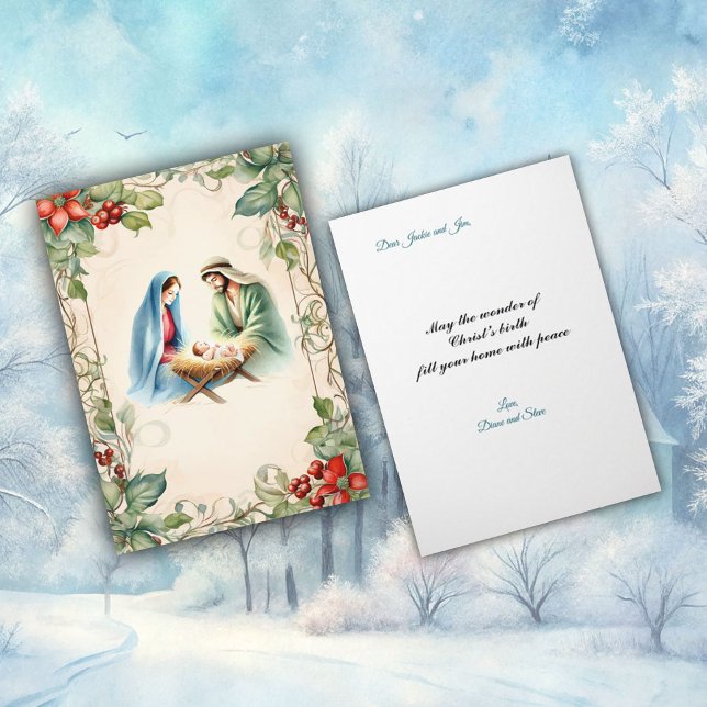 Holy Family Decorative Border Helgkort (Skapare uppladdad)