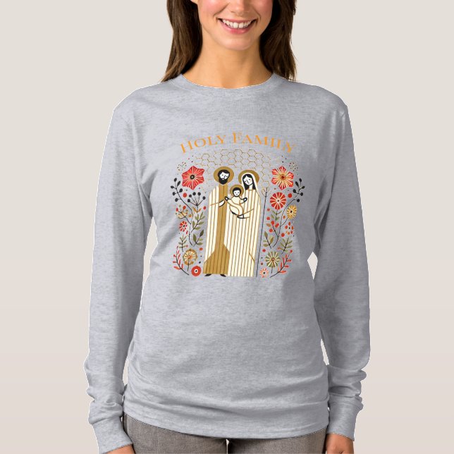 Holy Family Long Sleeve Shirt – Floral Celebration T Shirt (Framsida)