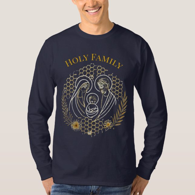 Holy Family Long Sleeve Shirt – Honeycomb Design T Shirt (Framsida)