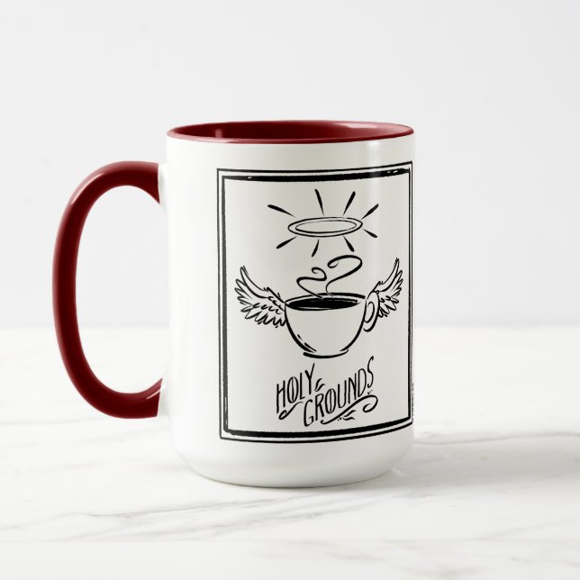 HOLY GROUNDS COFFEE by Jeff Willis Art Mugg (Vänster)