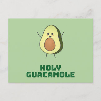 Holy guacamole - cute and happy kawaii avocado vykort