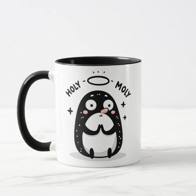 Holy Moly Cute Praying Mole Mug – Funny Animal Pun Mugg (Vänster)