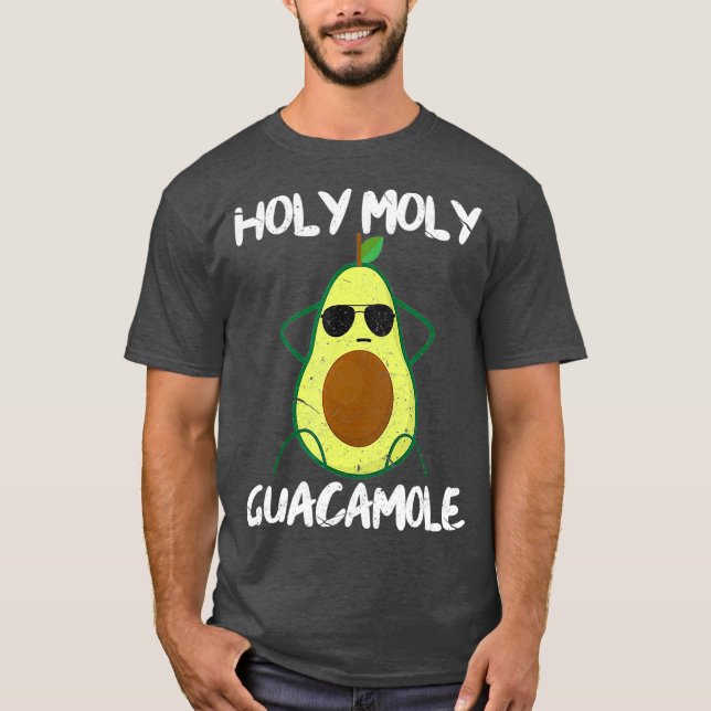 Holy Moly Guacamole Funny Avocado Vegan Veganism T Shirt (Framsida)