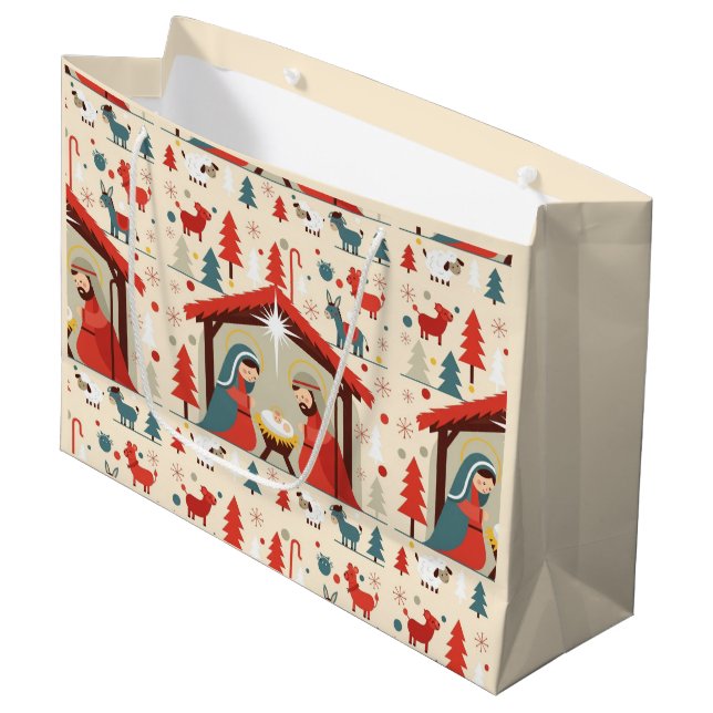 Holy Night Nativity Christmas Gift Bag (Framsidan Vinklad)