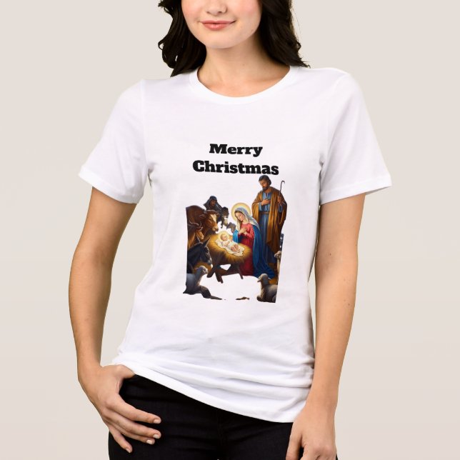 Holy Night of Peace The Nativity Glow Silent Night T Shirt (Framsida)