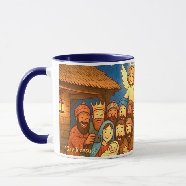 Holy Night Selfie Christmas 11 oz Coffee Mug Mugg (Vänster)