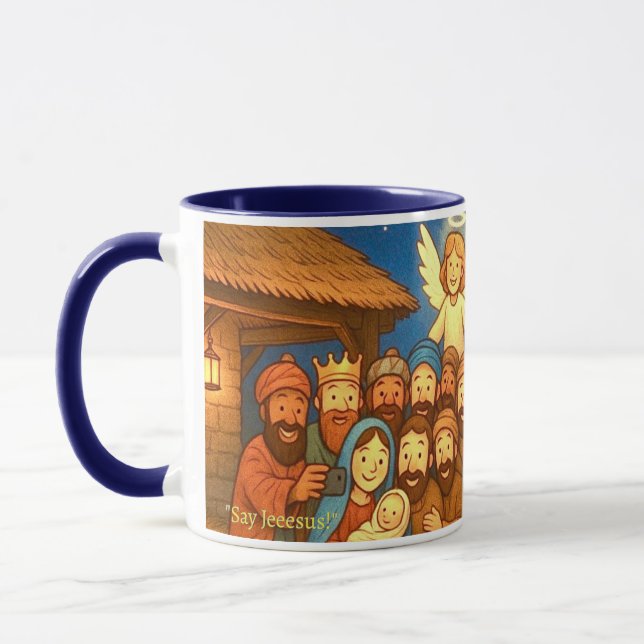 Holy Night Selfie Christmas 11 oz Coffee Mug Mugg (Vänster)