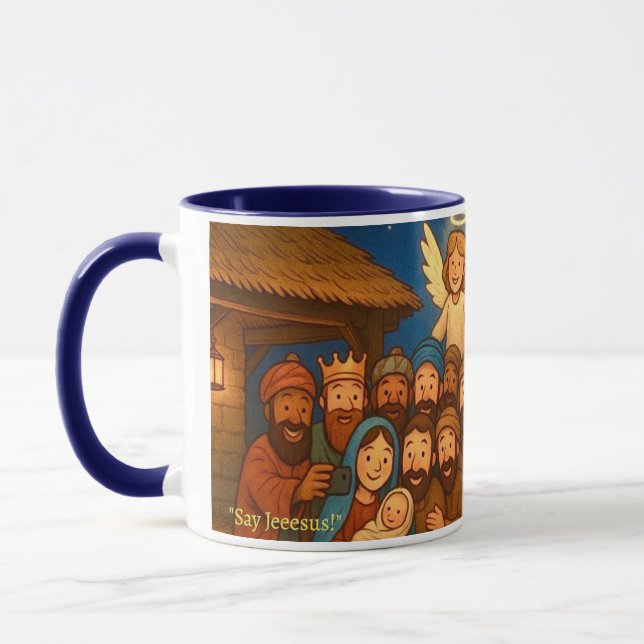 Holy Night Selfie Christmas 11 oz Coffee Mug Mugg (Vänster)