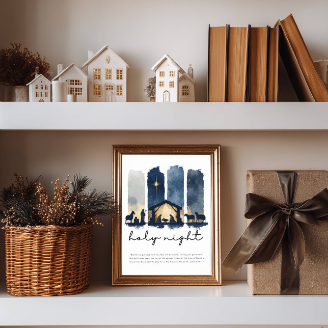 Holy Night Watercolor Nativity Christian Christmas Poster (Skapare uppladdad)