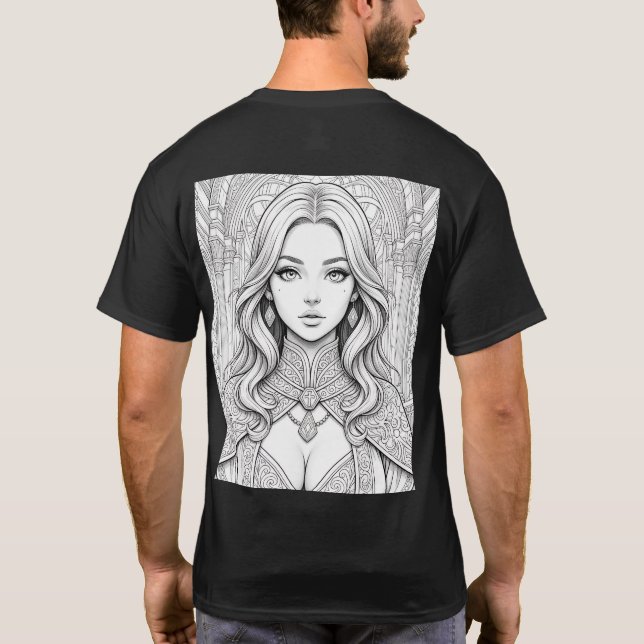 Holy Priestess of Light – Line Art T-Shirt (Baksida)