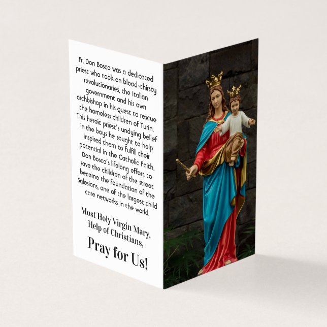 Holy Virgin Mary, Help of Christians, Prayer Card Kort (Utsida)