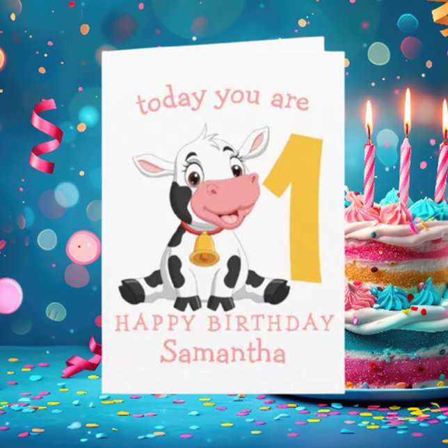 Holyko! Det är en Cute Cows första födelsedag! Kort (cutest birthday card, everything is coming together for this special day.)
