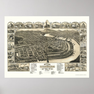 Holyoke panorama- karta för MORSOR - 1881 Poster