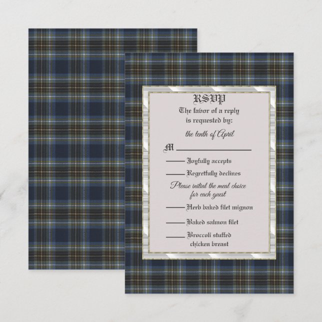 Holyrood Scottish Tartan Responcard Card OSA Kort (Fram/baksida)