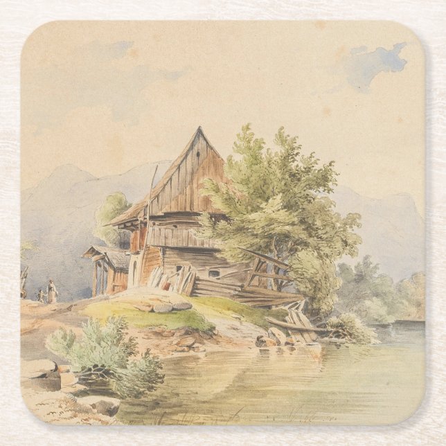 Holzhütte am See - Carl Lafite Underlägg Papper Kvadrat (Framsidan)