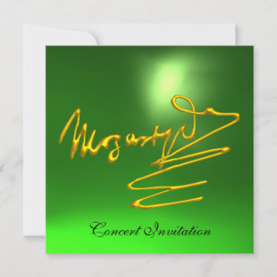 HOMAGE MOZART 3D Guld Namnteckning Grönt konsert Inbjudningar