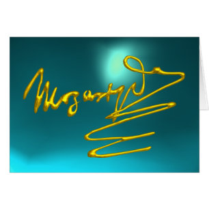 HOMAGE TO MOZART,Guld Namnteckning Blue Turcos Gem Hälsningskort